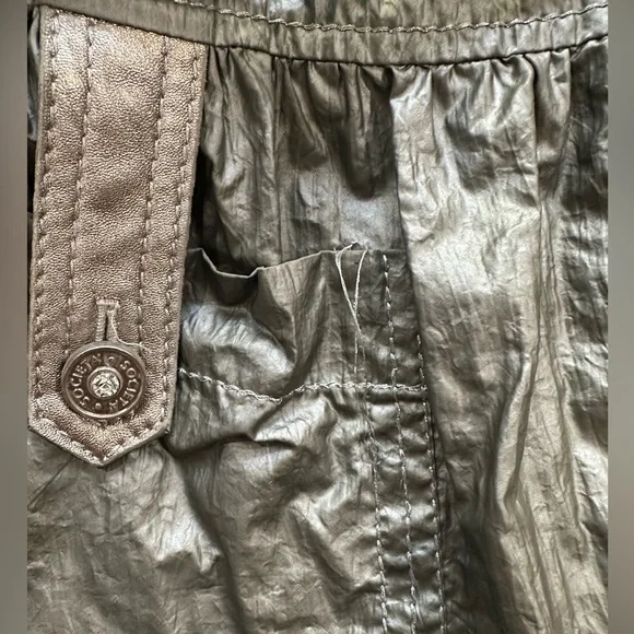 Societa Rare Vintage Women’s Metallic Coat with Leather Garn. Size 38, Italy Y2K - Picture 5 of 14